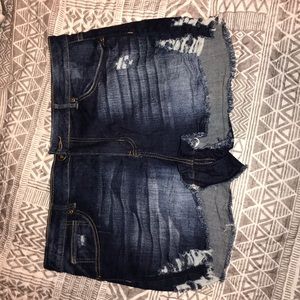 Plus Size Distressed High Waisted Jean Shorts